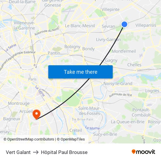 Vert Galant to Hôpital Paul Brousse map