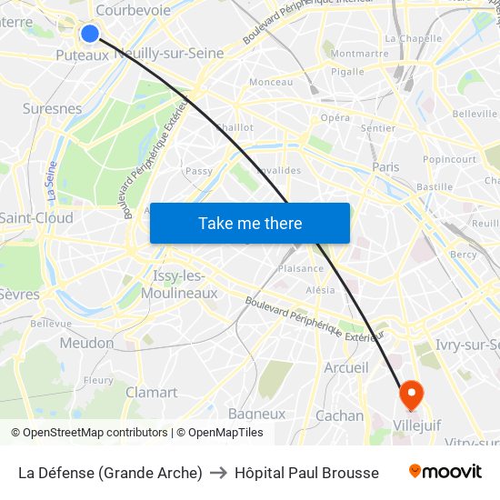La Défense (Grande Arche) to Hôpital Paul Brousse map