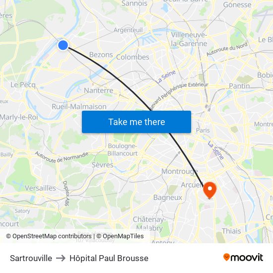 Sartrouville to Hôpital Paul Brousse map