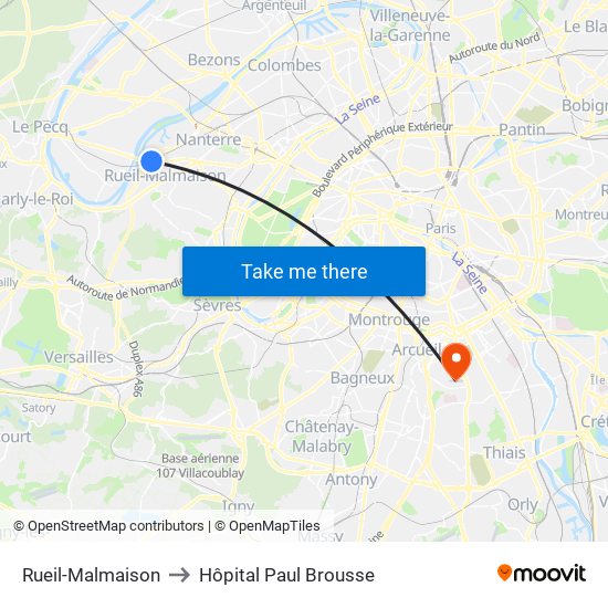 Rueil-Malmaison to Hôpital Paul Brousse map