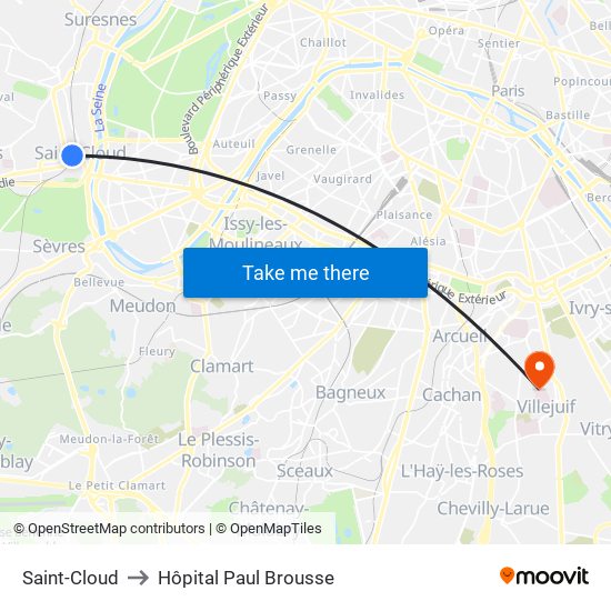 Saint-Cloud to Hôpital Paul Brousse map