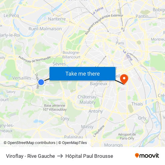Viroflay - Rive Gauche to Hôpital Paul Brousse map