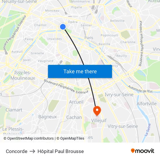 Concorde to Hôpital Paul Brousse map