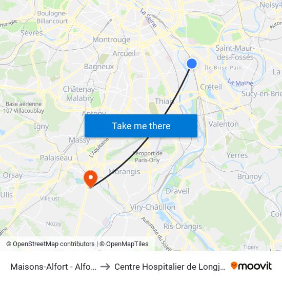 Maisons-Alfort - Alfortville to Centre Hospitalier de Longjumeau map