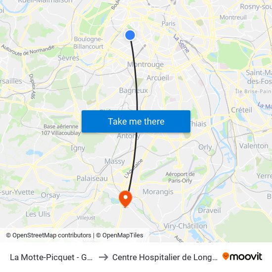 La Motte-Picquet - Grenelle to Centre Hospitalier de Longjumeau map