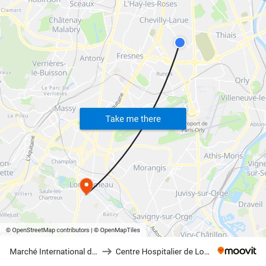 Marché International de Rungis to Centre Hospitalier de Longjumeau map