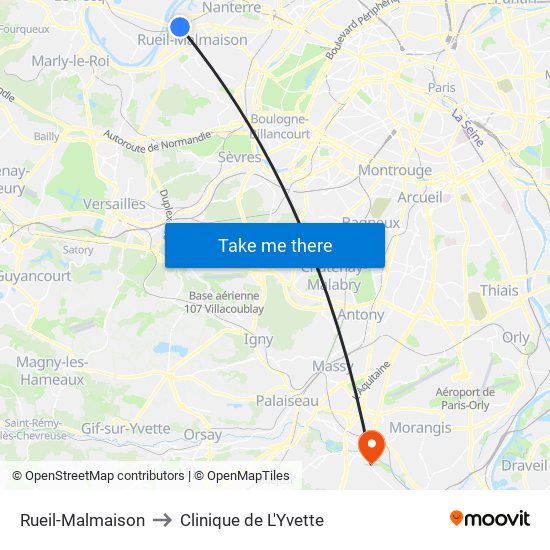 Rueil-Malmaison to Clinique de L'Yvette map