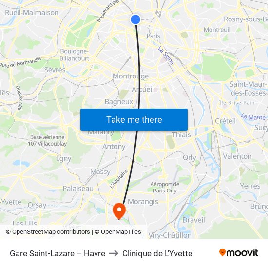 Gare Saint-Lazare – Havre to Clinique de L'Yvette map