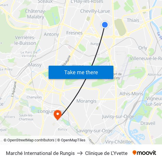 Marché International de Rungis to Clinique de L'Yvette map