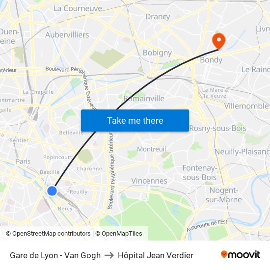 Gare de Lyon - Van Gogh to Hôpital Jean Verdier map