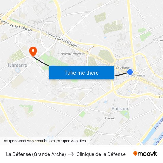 La Défense (Grande Arche) to Clinique de la Défense map