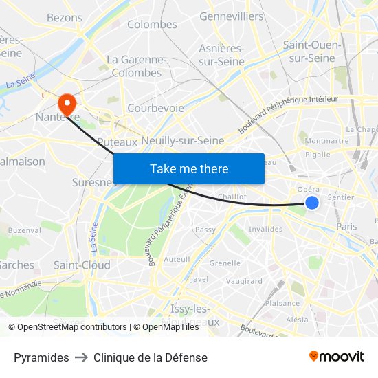 Pyramides to Clinique de la Défense map