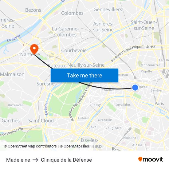Madeleine to Clinique de la Défense map