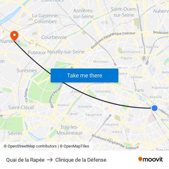 Quai de la Rapée to Clinique de la Défense map
