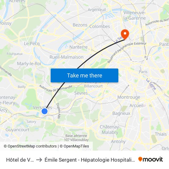 Hôtel de Ville to Émile Sergent - Hépatologie Hospitalisation map