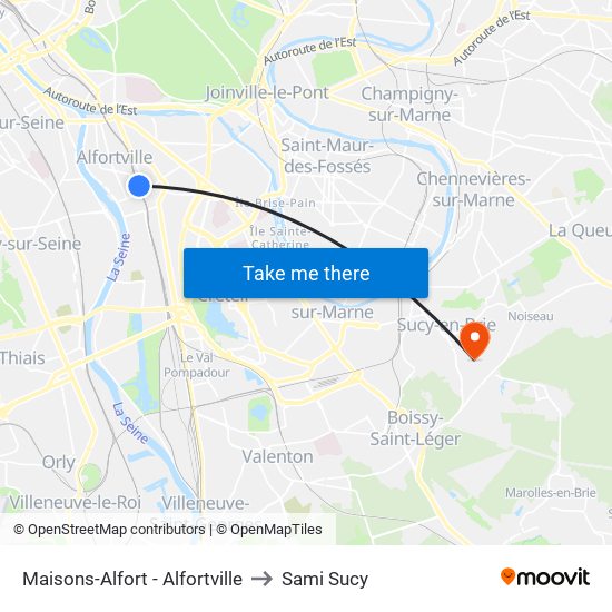 Maisons-Alfort - Alfortville to Sami Sucy map
