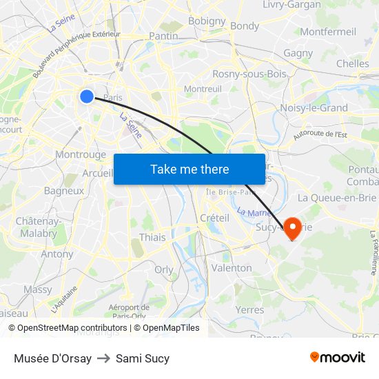 Musée D'Orsay to Sami Sucy map