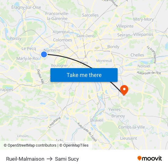 Rueil-Malmaison to Sami Sucy map