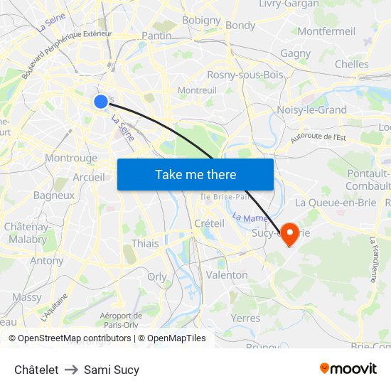 Châtelet to Sami Sucy map