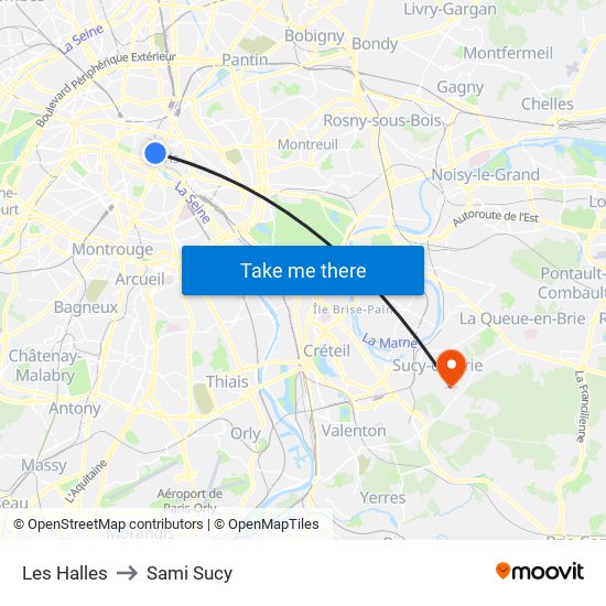 Les Halles to Sami Sucy map