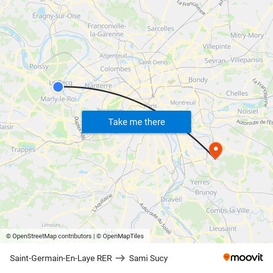 Saint-Germain-En-Laye RER to Sami Sucy map