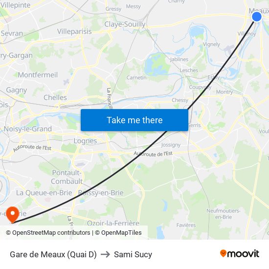 Gare de Meaux (Quai D) to Sami Sucy map