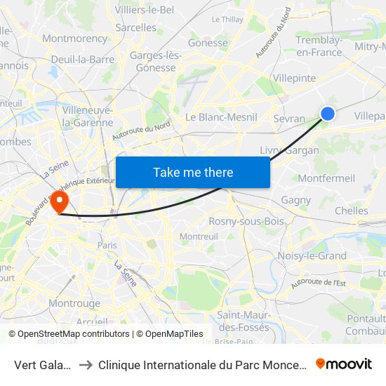 Vert Galant to Clinique Internationale du Parc Monceau map