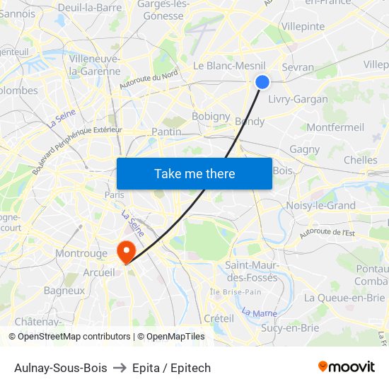 Aulnay-Sous-Bois to Epita / Epitech map