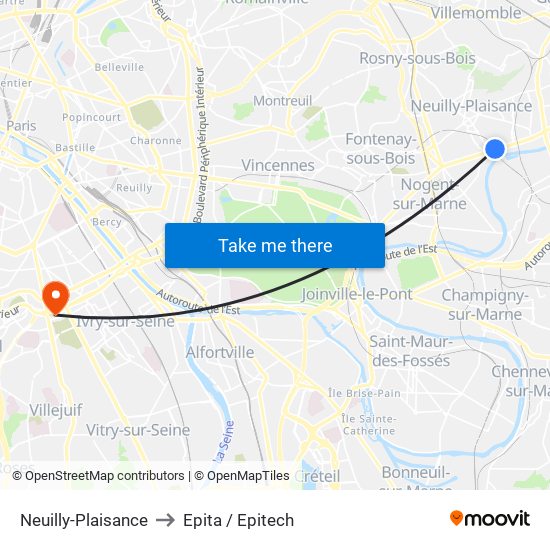 Neuilly-Plaisance to Epita / Epitech map