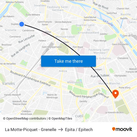 La Motte-Picquet - Grenelle to Epita / Epitech map