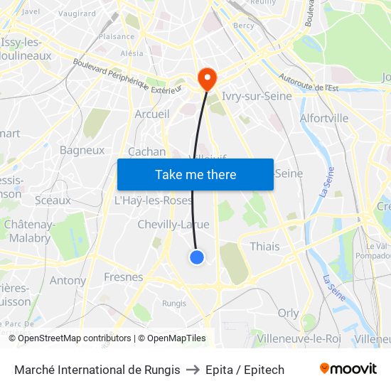 Marché International de Rungis to Epita / Epitech map