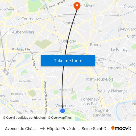Avenue du Château to Hôpital Privé de la Seine-Saint-Denis map