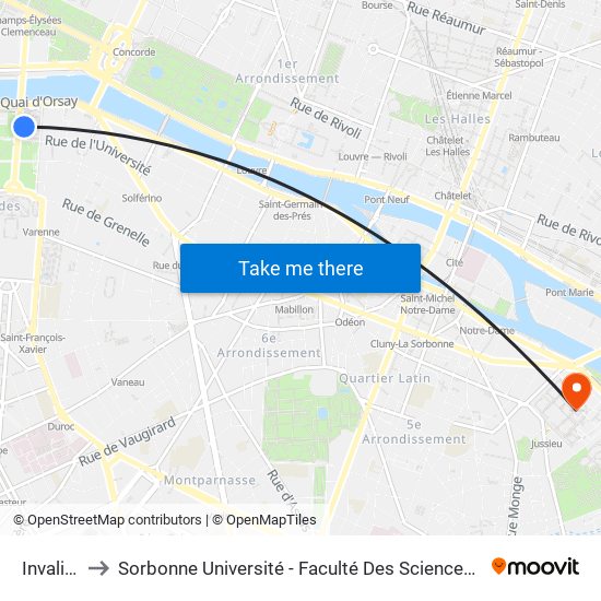 Invalides to Sorbonne Université - Faculté Des Sciences Et Ingénierie map