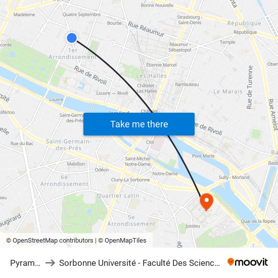 Pyramides to Sorbonne Université - Faculté Des Sciences Et Ingénierie map