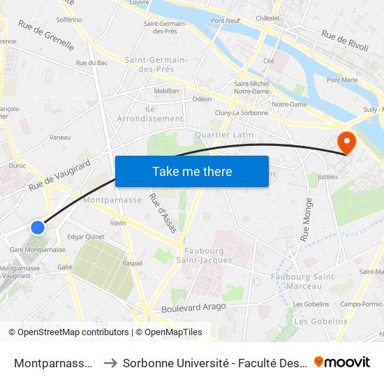 Montparnasse-Bienvenue to Sorbonne Université - Faculté Des Sciences Et Ingénierie map