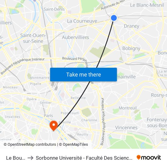 Le Bourget to Sorbonne Université - Faculté Des Sciences Et Ingénierie map