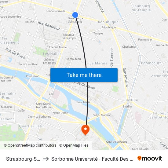 Strasbourg-Saint-Denis to Sorbonne Université - Faculté Des Sciences Et Ingénierie map