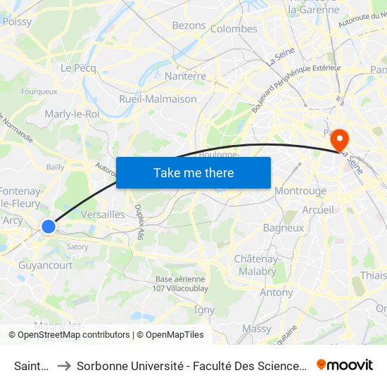 Saint-Cyr to Sorbonne Université - Faculté Des Sciences Et Ingénierie map