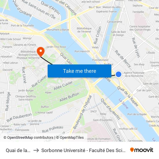 Quai de la Rapée to Sorbonne Université - Faculté Des Sciences Et Ingénierie map