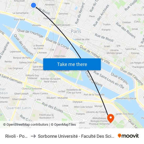 Rivoli - Pont Neuf to Sorbonne Université - Faculté Des Sciences Et Ingénierie map