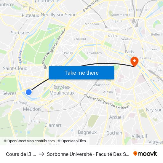 Cours de L'Ile Seguin to Sorbonne Université - Faculté Des Sciences Et Ingénierie map