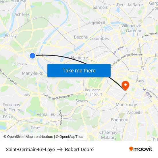 Saint-Germain-En-Laye to Robert Debré map