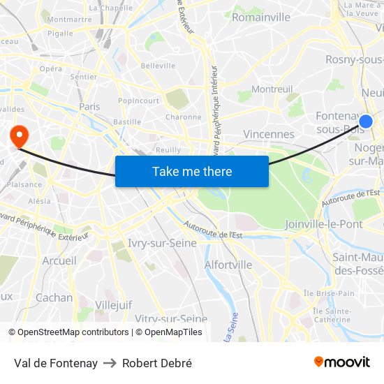 Val de Fontenay to Robert Debré map