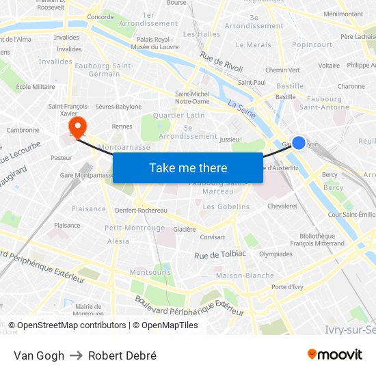Van Gogh to Robert Debré map