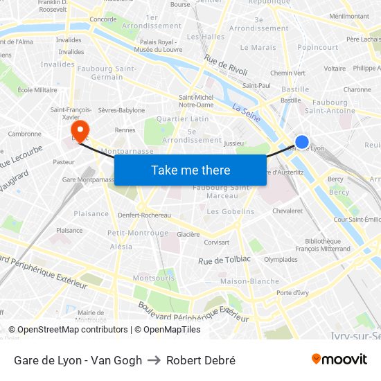 Gare de Lyon - Van Gogh to Robert Debré map
