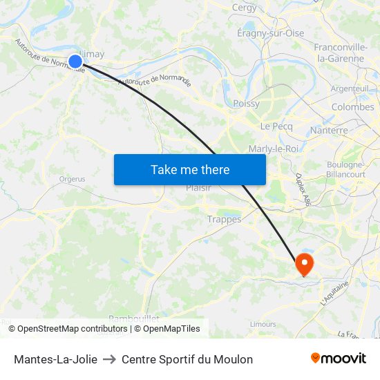 Mantes-La-Jolie to Centre Sportif du Moulon map