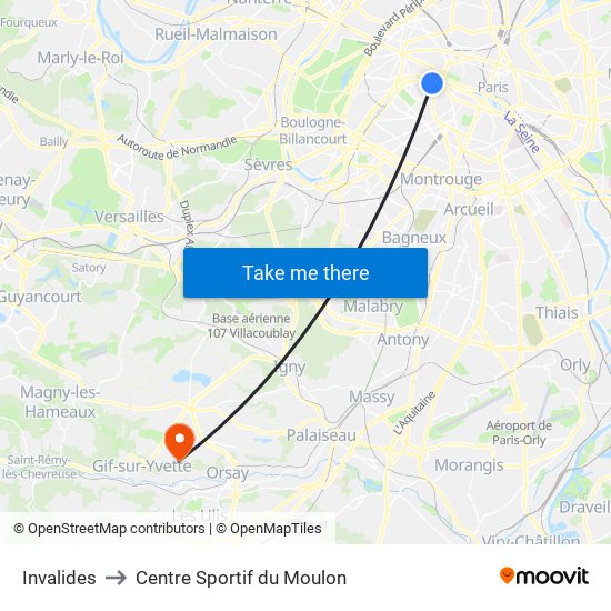 Invalides to Centre Sportif du Moulon map