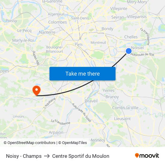 Noisy - Champs to Centre Sportif du Moulon map