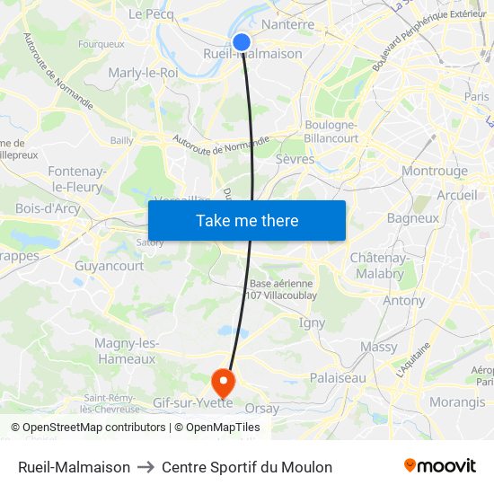 Rueil-Malmaison to Centre Sportif du Moulon map