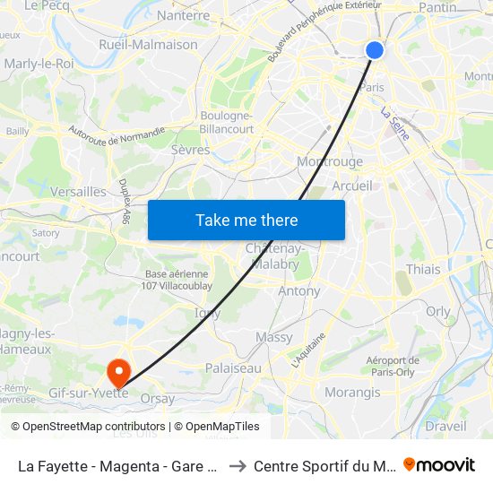 La Fayette - Magenta - Gare du Nord to Centre Sportif du Moulon map